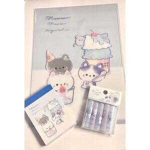 Stationery Set - Crux Meow Nyanko, Pencil Caps, Mini Memo Pad, Pencil Board